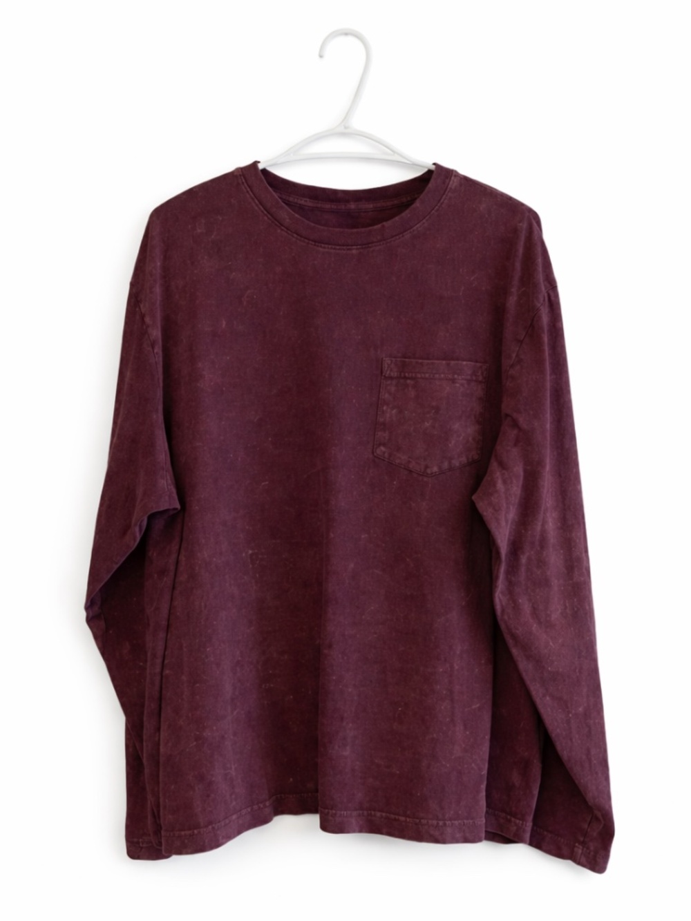 Original Use Deep Burgundy Stone Wash Long Sleeve Cotton Tee – Size XL EUC